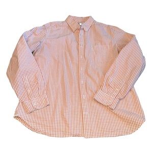Gap men’s mini gingham checkered orange and white button down shirt size XL